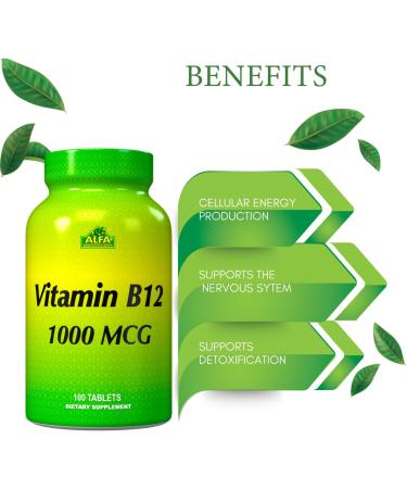 ALFA VITAMINS Vitamin B12 1000 Mcg 100 Tablets. Immune System. Nerves and Brain Health. Metabolism - Buy Online on GoSupps.com