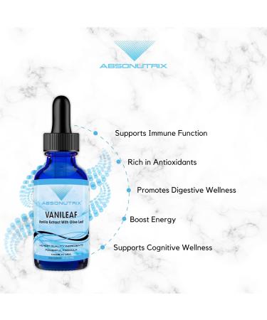 Absonutrix VaniLeaf 390 mg 4 FL OZ Liquid 302 Servings Made in USA Plant-Based Ingredients Olive Fruit Pineapple Liquid Vanilla Extract Gluten-Free Non-GMO GMP Certified - Buy Online on GoSupps.com