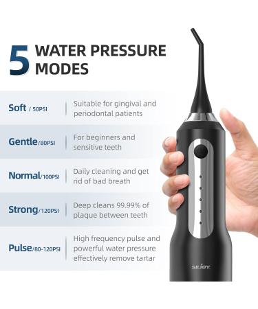 Cordless Water Flosser - Rechargeable Oral Irrigator for Teeth Cleaning | 8 Jet Tips, 5 Cleaning Modes | IPX7 Waterproof - Ideal for Home and Travel | Black - Buy Online on GoSupps.com