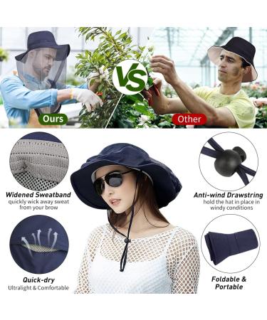 Blue Mosquito Head Net Mesh Hat - Face Netting Cover for Sun Protection and Insect Repellent - Ideal for Outdoor Activities - Buy Online on GoSupps.com