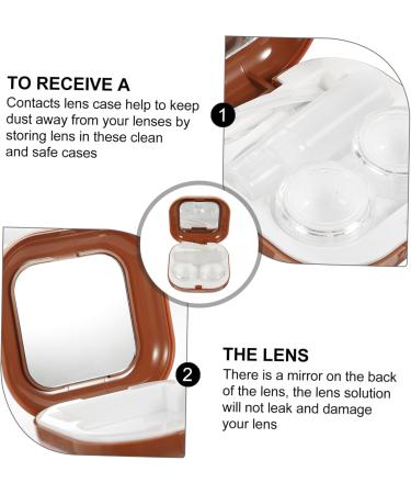 Buy Homsfou 2-in-1 Contact Lens & Makeup Mirror Case - Travel Cosmetic Box - Brown ABS Compact & Stylish - 7.3x7.3x2.6cm - Buy Online on GoSupps.com