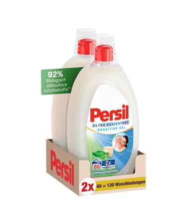 Persil Ultra concentrate sensitive gel (130 wash loads) liquid detergent for allergy sufferers & babies in a smaller bottle for less plastic removes stubborn stains dermatologically tested - Buy Online on GoSupps.com