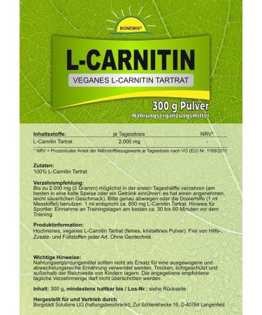 Buy Bonemis L-Carnitine Tartrate - Vegan 300g Premium Quality Additive-Free | International Shipping - Buy Online on GoSupps.com