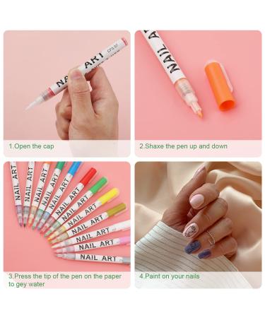 12Pcs 3D Nail Art Pens Set | Gel Nail Drawing Pens for DIY Painting Nails | Manicure Polish Tools for Women and Girls - Buy Online on GoSupps.com