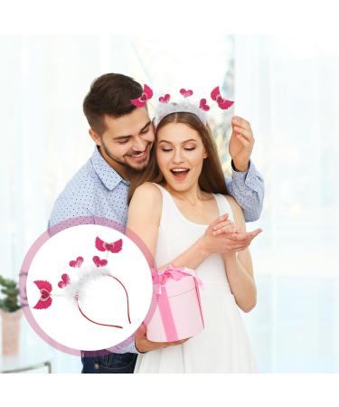 minkissy Valentines Day Headpieces Rosy Heart Head Bopper Love Wing Hair Hoop Glitter Heart Hair Band Wedding Valentines Day Hair Accessories for Women and Girls - Buy Online on GoSupps.com