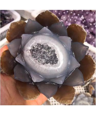 Natural Agate Geode Crystals Feng Shui Druzy Gemstones Quartz Water Lotus Ornament for Home Decoration ZJGIDTEM 1pc - Buy Online on GoSupps.com