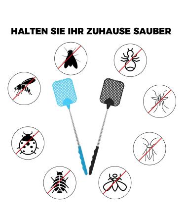 Takuza Fly Gossip - 2 Pieces Pest Control with Integrated Mosquito Scraper for Flies Wasps & Mosquitoes - Black & Blue - Buy Online on GoSupps.com