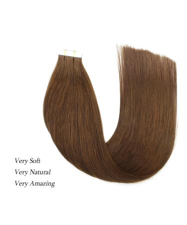 Remy Human Hair Tape Extensions - 20 Pieces 50g Walnut Brown Invisible & Reusable 40cm - Buy Online on GoSupps.com