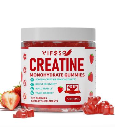 Creatine Monohydrate Gummies 5 g for Men & Women 120 Sugar Free Gummies with 200 Mg Magnesium Glycinate 200 Mg L-Threonate for Muscle Support Energy Boost 120 Count (Pack of 1)