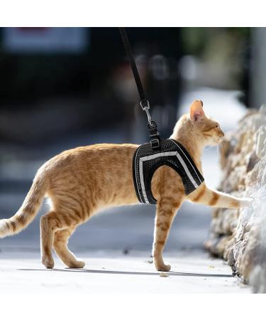 PUPTECK Breathable Escape Proof Cat Harness and Leash Set - Reflective Adjustable Soft Mesh Vest for Outdoor Walking - Size M (Chest 14-16 in) - Black - Buy Online on GoSupps.com