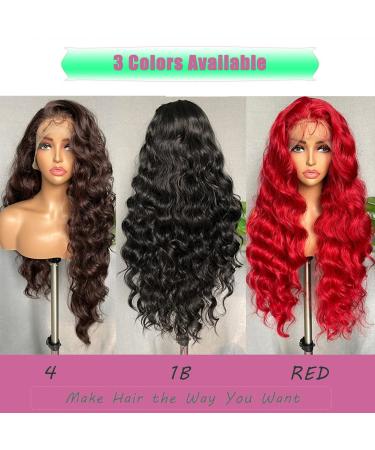 SOKU Red Lace Frontal Wig 32 Inch Body Wave | Pre Plucked with Baby Hair | Heat Resistant Synthetic Wig for Black Women - Buy Online on GoSupps.com