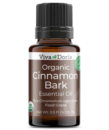 Viva Doria Organic Ceylon Cinnamon Bark Oil - 100% Pure Natural Undiluted Food Grade Essential Oil 15 mL (0.5 Fl Oz) Cinnamon 0.5 Fl Oz (Pack of 1)