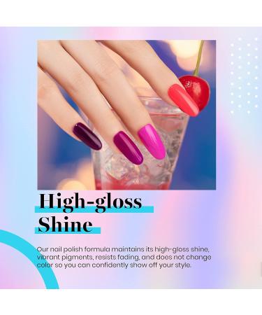 Beetles 23 Pcs Midnight Euphoria Gel Nail Polish Collection with Glitter Pink Shades - Soak Off, Top Coat, Base Coat & 6 Glitter Nail Brushes - Perfect Nails Gifts for Women & Girls - Buy Online on GoSupps.com