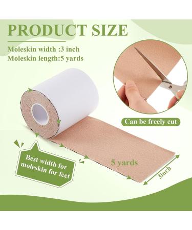 Trelaco 3 Rolls 3 Inch x 5 Yards Moleskin Tape - Soft Cotton Adhesive Pads for Feet, Shoes, Body, Baby - Skin Patch Roll - Buy Online on GoSupps.com