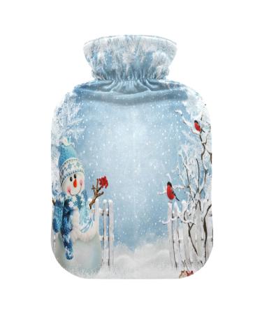 Christmas funny snowman winter forest hot water bottle with soft fleece cover 2 liter hot hot water bottle for warm and cold compress