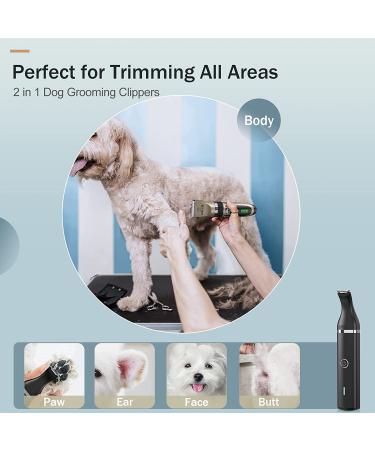 oneisall 2 in 1 Dog Grooming Clippers & Paw Trimmer Kit - Quiet Cordless Clippers for Pet Hair & Paws - Small Dogs, Cats - Gold & Black - Buy Online on GoSupps.com