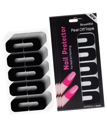 minkissy Nail Protector 100 Sheets manicure s Nail Protectors safety mask tool nail adhesive tape Nail Guards For Painting Nails protective case Protective agent Silica gel 3.00X2.50X0.10CM As Shown