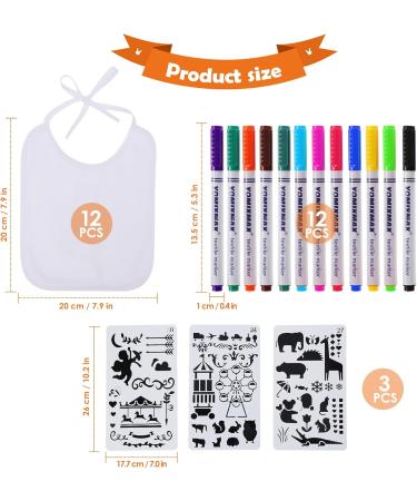 Domkan 12-Piece Baby Bibs Set for Painting | Baby Shower Games with Textile Pens & Paint Stencils - Perfect for Girls - Buy Online on GoSupps.com