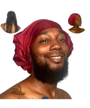 TTAT Shower Cap Extra Large for Men & Women With Braids  Dreadlocks  Locs  Afro  Coily  and Long Hair  Waterproof  Washable  Reusable & Adjustable  Great for Home  Spa  Conditioning  Self Care  Hotel & Salon (Maroon)