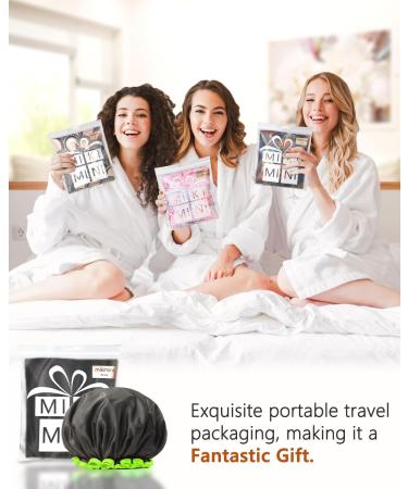 Mikimini Extra Large Black Shower Hoods (2-Pack) - Waterproof Reusable Hair Caps for Men & Women with Bright Green Border - Thick Braids & Double-Layer Design - Buy Online on GoSupps.com