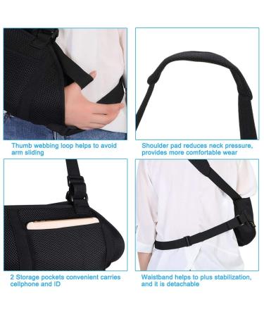 Arm Sling with Thumb Support | Adjustable Sports Medicine Sling for Dislocated Shoulder & Broken Arm Forearm Immobilizer with Mesh Pockets - Buy Online on GoSupps.com
