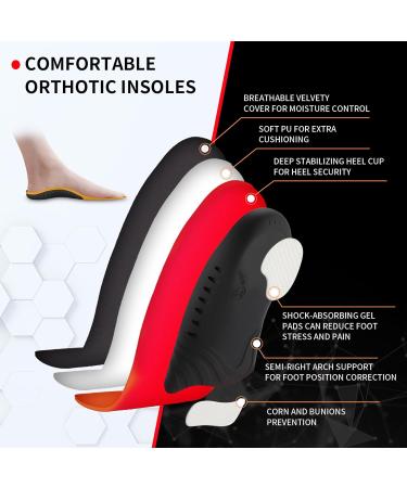 Plantar Fasciitis Arch Support Insoles (220+ lbs) - Men Women Orthotic Inserts for Arch Pain Flat Feet - Heavy Duty High Arch Relief - Black S UK 6-7.5 (26cm) - Buy Online on GoSupps.com