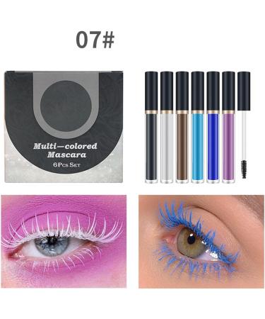 Charming Lasting Mascara 6-Piece Colorful Waterproof Mascara for Eyelashes Makeup Cosmetic with Black White Brown Light Blue Purple Blue Cargoti - Buy Online on GoSupps.com