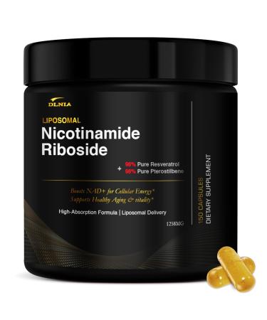 DLNIA Liposomal NAD with Resveratrol - High Purity NAD Supplement for Anti-Aging Energy Focus -150 Count