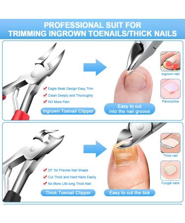 Professional 11PCS Toenail Clippers for Thick Nails - Ingrown Toenail Removal Kit for Seniors - Long Handle Toe Nail Clipper for Adults - Pedicure Manicure Tool Set - Buy Online on GoSupps.com
