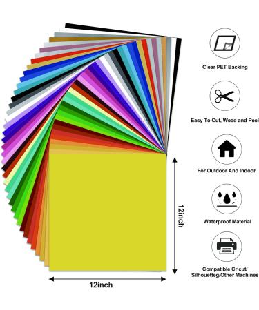 Quefe 82pcs Permanent Vinyl for Cricut - 12x12 Adhesive Vinyl Sheets in 40 Assorted Colors - Ideal for Signs, Scrapbooking, Car Decals, and Craft Cutters - Buy Online on GoSupps.com