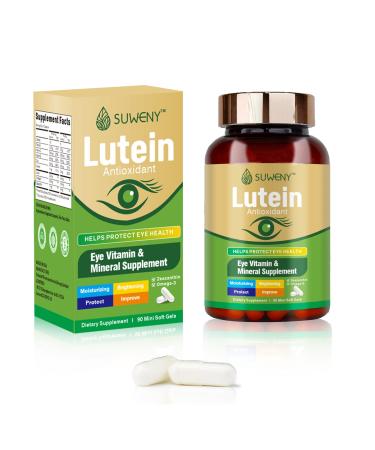 SUWENY Lutein Eye Vitamins Supplement for Adults - 90 Capsules Supports Eye Health with Zeaxanthin Zinc Vitamins C & E Vegan Formula for Blue Light Protection & Macular Support (1)