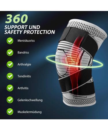 Ruilala Sport Knee Support - Compression Band for Men & Women | Ideal for Meniscal Tear Arthritis & Fitness | Gray (M) - Enhance Comfort & Performance - Buy Online on GoSupps.com