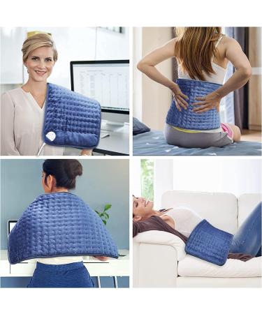 Heating Pad for Back Pain Relief - 12 x 24 - 6 Fast Heating Settings - Machine Washable - Auto-Off - Moist & Dry - Soft Heated Pad Blue - Buy Online on GoSupps.com