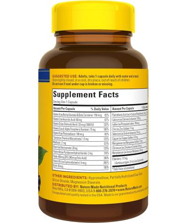 Nature Made Multi + Elderberry Capsules 60 Count - Daily Immune Support for Men and Women - Buy Online on GoSupps.com