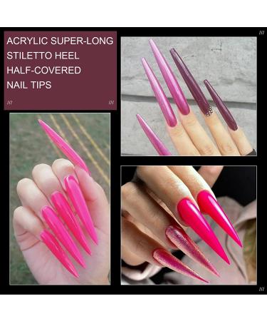 Vcedas 120PCS XXL Stiletto Half Cover Nail Tips - Clear Sharp Acrylic False Nails - Buy Online on GoSupps.com