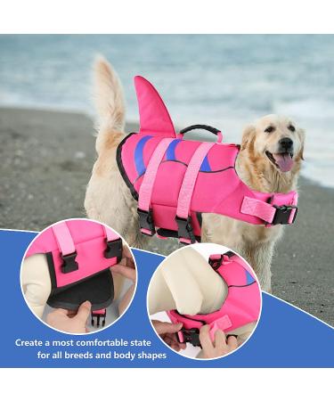 Fragralley Dog Life Jacket Shark Vest | Adjustable Ripstop Safety Vest for Dogs | Superior Buoyancy & Rescue Handle | Small Medium Large Dogs | Swim, Pool, Beach, Boating | XS Pink-Wave Shark - Buy Online on GoSupps.com