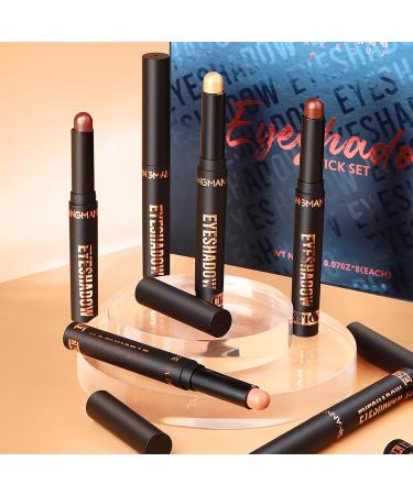  HMME 8-color eyeshadow pencil set glitter eyeshadow pencil eyeliner highlighter pearly shadow stick eyeliner long-lasting and waterproof - Buy Online on GoSupps.com