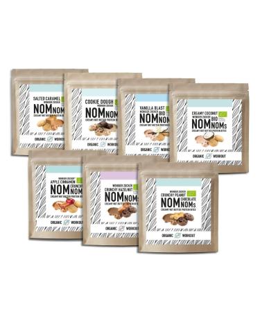 NomNoms | creamy nut butter protein bites all varieties organic vegan sweetened with organic erythritol - protein bar alternative bundle of 7