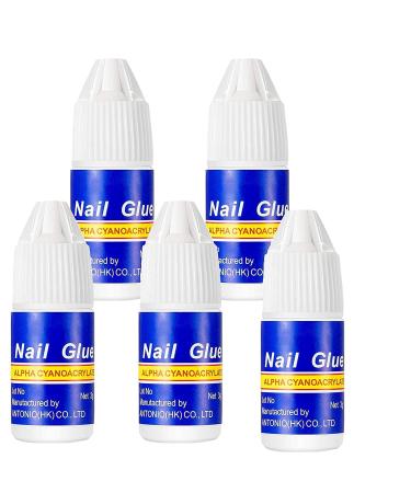 5 Pcs 3g Bottles Extra Strong Super Strong Quick Dry False Fake Nail Glue For Nail Tips Rhinestones Nail Art Decoration Nail Glue - Professional Salon & Home Use
