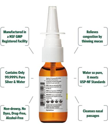 Argentyn 23 Bio-Active Silver Hydrosol Nasal Spray - 1oz (29mL), 23ppm Colloidal Silver for Sinus Relief - Natural Nasal Spray - Buy Online on GoSupps.com