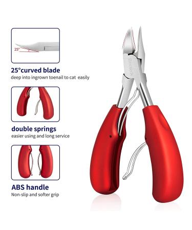 Professional Stainless Steel Nail Clippers for Thick Nails - Ideal for Ingrown Toenails, Men, Women, Seniors - Large Toenail and Fingernail Clippers Set (Red/Silver) - Buy Online on GoSupps.com