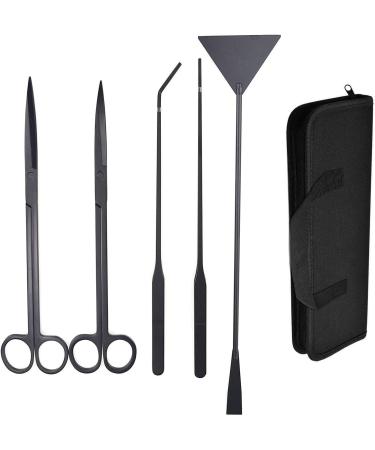 Kitahome Aquascaping Tools 5 in 1 Stainless Steel Aquarium Tank Plant Algae Tweezers Scissors Spatula Tools Set (Black) - Buy Online on GoSupps.com