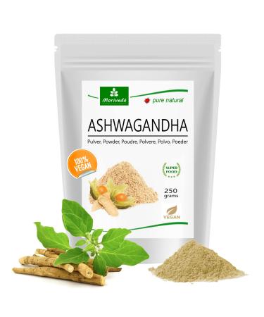 Ashwagandha powder - 100% root powder - Ashwagandha finely ground -high -quality Indian sleep berry - vegan and gluten -free - superfood - from Moriveda - 250g 250 g (1 Pack) - Buy Online on GoSupps.com