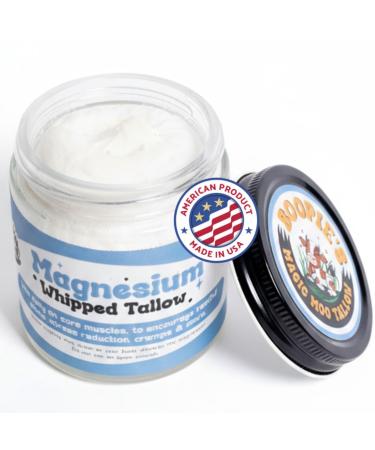 Magic Moo Magnesium Whipped Tallow Skincare for sore muscles, sleep, muscle and period cramps, stress, relaxation & more. Topical magnesium that works. 2 Fl Oz (Pack of 1)