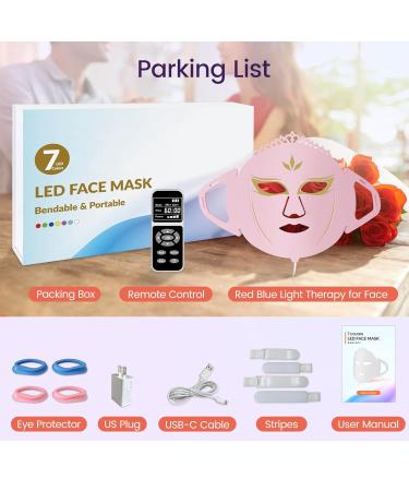 LED Light Mask for Face - Red & Blue Light Therapy 7 Colors Silicone Facial Device for Collagen Production | International Shipping - Buy Online on GoSupps.com