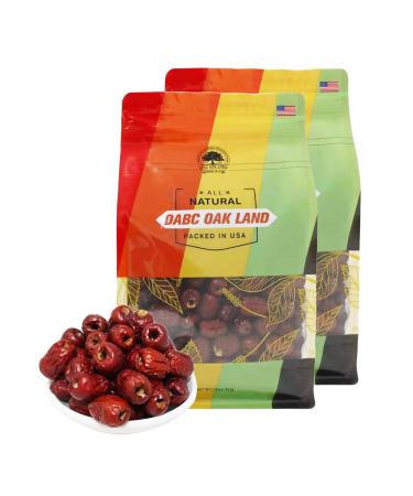 DOL American Packaged Red Dates High Nutrition Jujube Dates High Vitamin Red Dates Gourmet Candied Dates Snack Food Red Dates Dried Fruits Sweet Red Dates (Seedless Jujube 1LB/Bag*2)