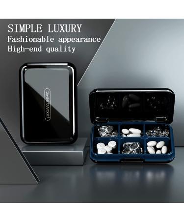 DUBSTAR Small Waterproof Travel Pill Organizer - 6 Compartment Portable Pill Box for Medicine - Pocket Purse Vitamin Holder Container in Black - Buy Online on GoSupps.com