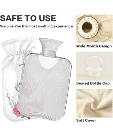 Buy NAANLE 1L Hot Water Bottle - Watercolor Flower Anchor Design | Transparent Pain Relief & Warmth for Bed Hands & Feet - Ideal Heat and Cold Therapy - Buy Online on GoSupps.com