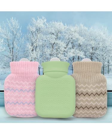 320ml Hot Water Bottle with Knitted Cover - Pain Relief for Waist, Back, Neck, Shoulders - Leak Proof, Removable Cover - Ideal Gift for Women, Kids - Grey - Buy Online on GoSupps.com