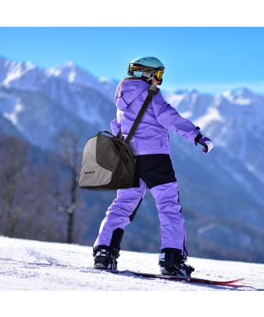 PENGDA Ski Boot Bag - Waterproof Travel Bag for Ski and Snowboard Boots with Helmet, Goggles, Gloves Compartments - Black Grey - Buy Online on GoSupps.com